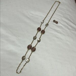 Gold and Brown Beaded Necklace with Delicate Chain